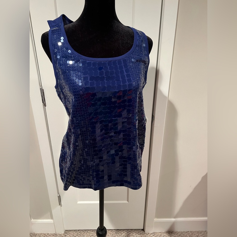 Chico’s Women’s Navy Sequin Tank Top